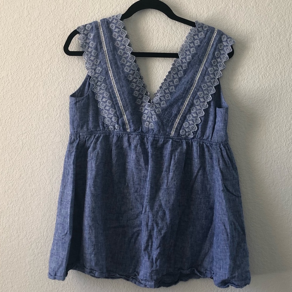 Isabel Maternity Embroidered Chambray Shirt